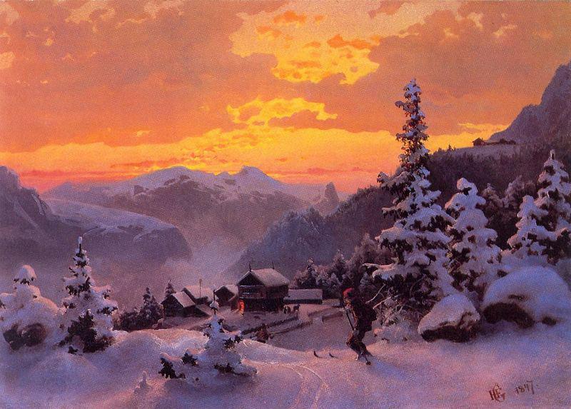 Hans Gude Winter Afternoon China oil painting art